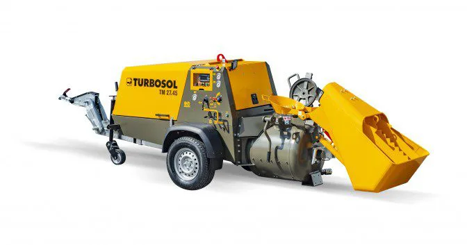 Mixing and pumping pneumatic machine for large volume of screeds